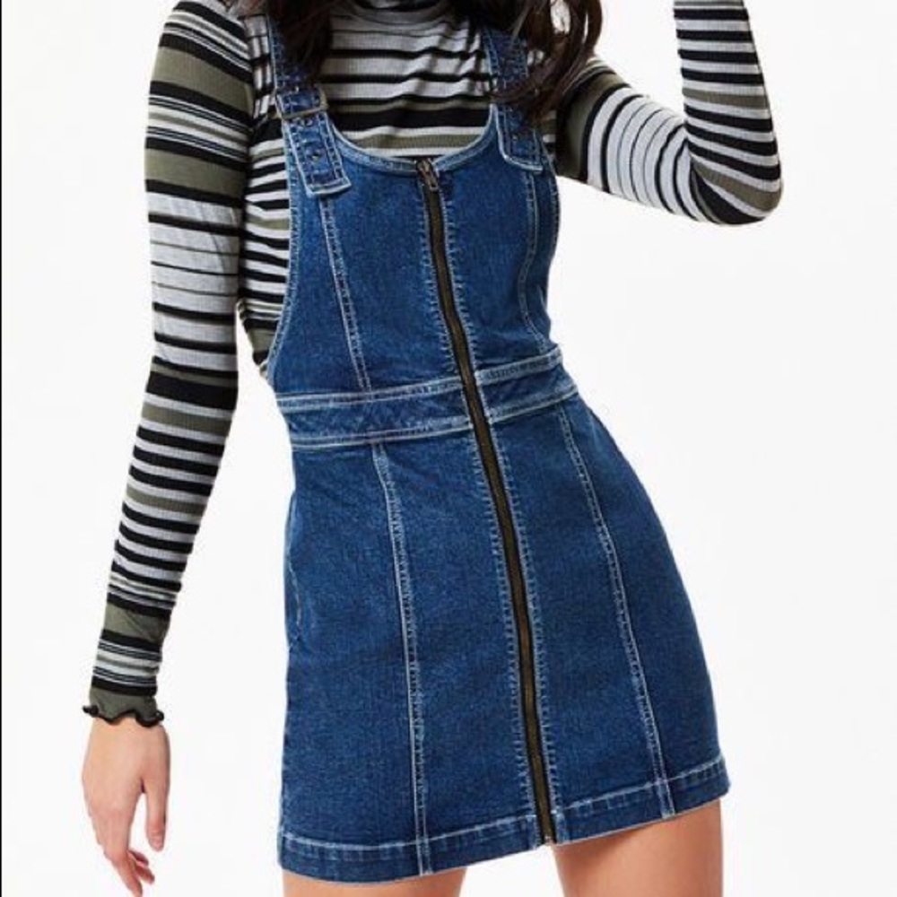 Pacsun Medium Wash Denim Zip Up Dress Small